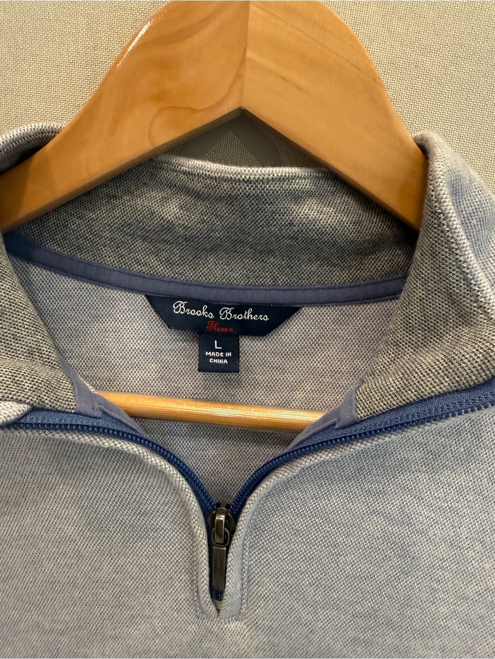 Brooks Brothers Light Blue & Navy Quarter-Zip Sweater